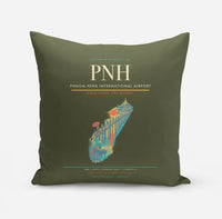 Thumbnail for Phnom Penh International Airport (PNH) design on green army pillow