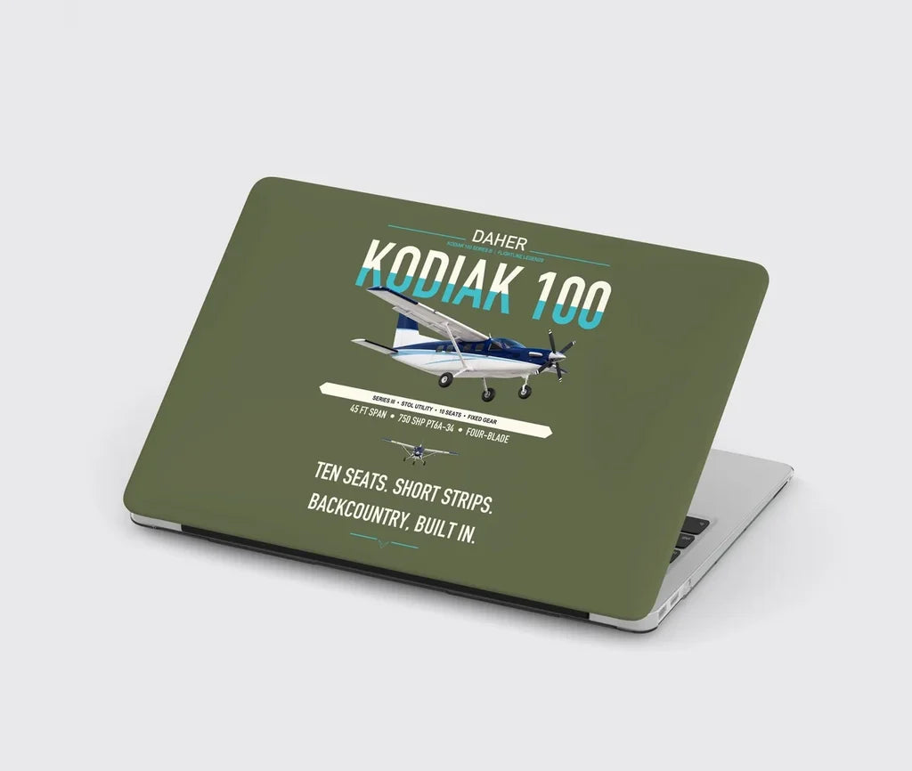 Daher Kodiak 100 Series III design on green army MacBook case