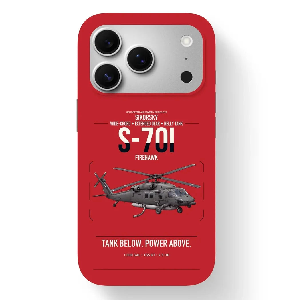Sikorsky S-70i FIREHAWK design on red magsafe iphone case, for iPhone 17 Pro