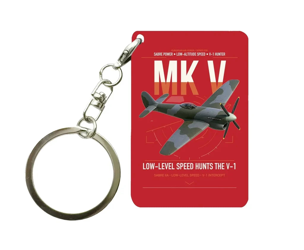 Hawker Tempest Mk V design on red designed key chain, double-side print