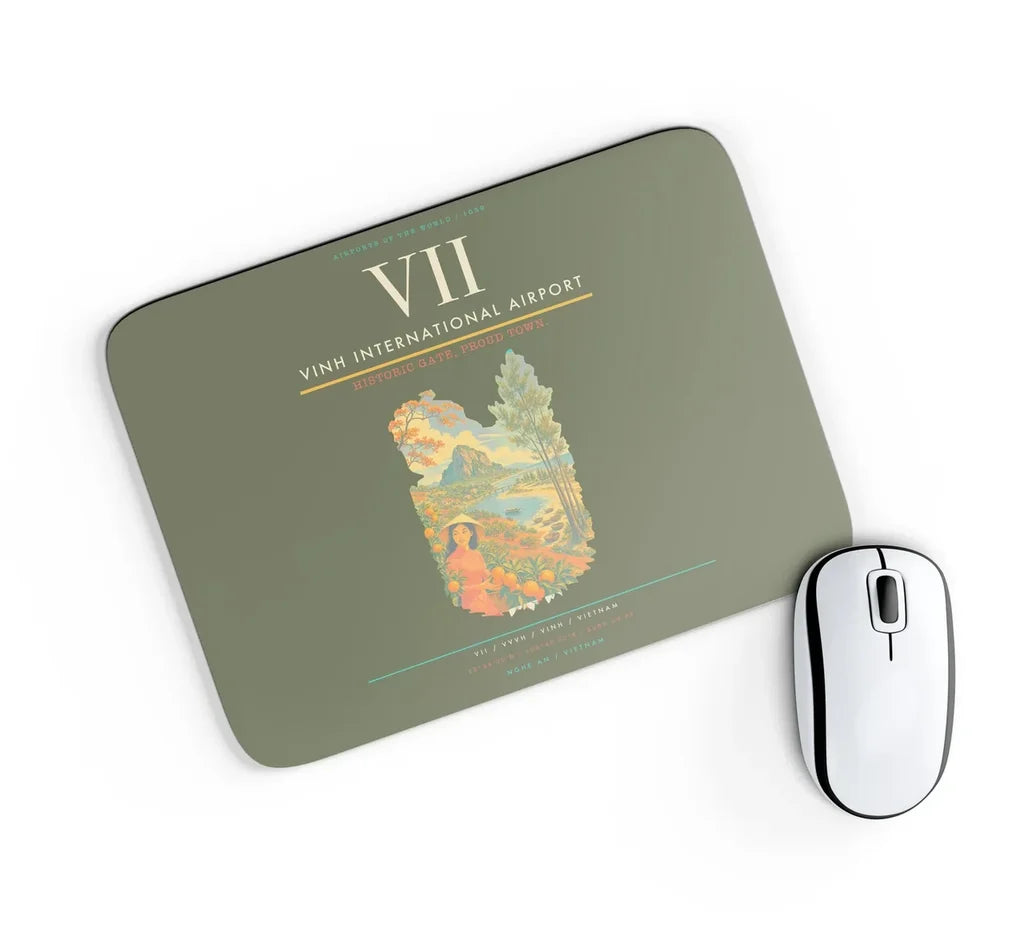 Vinh International Airport (VII) design on green army rectangle mouse pad