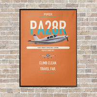 Thumbnail for Piper PA-28R Arrow III vertical canvas print - framed - orange background