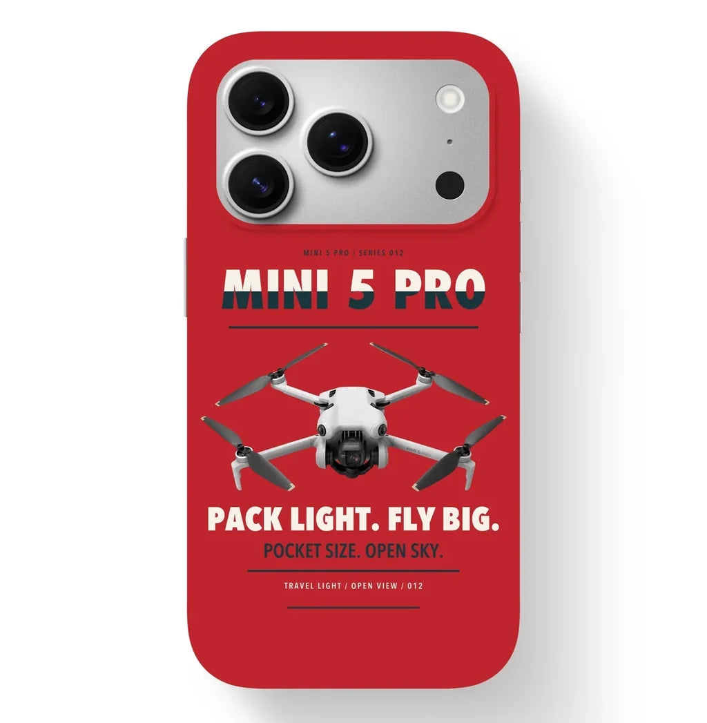 DJI Mini 5 Pro Case design on red iphone case