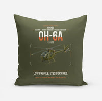 Thumbnail for Hughes OH-6A Cayuse design on green army pillow