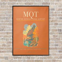 Thumbnail for Sawyer International Airport MQT vertical canvas print - framed - orange background