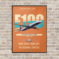 Thumbnail for Embraer E190 vertical canvas print - framed - orange background