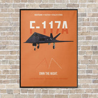 Thumbnail for F-117A Nighthawk Own The Night vertical canvas print - framed - orange background