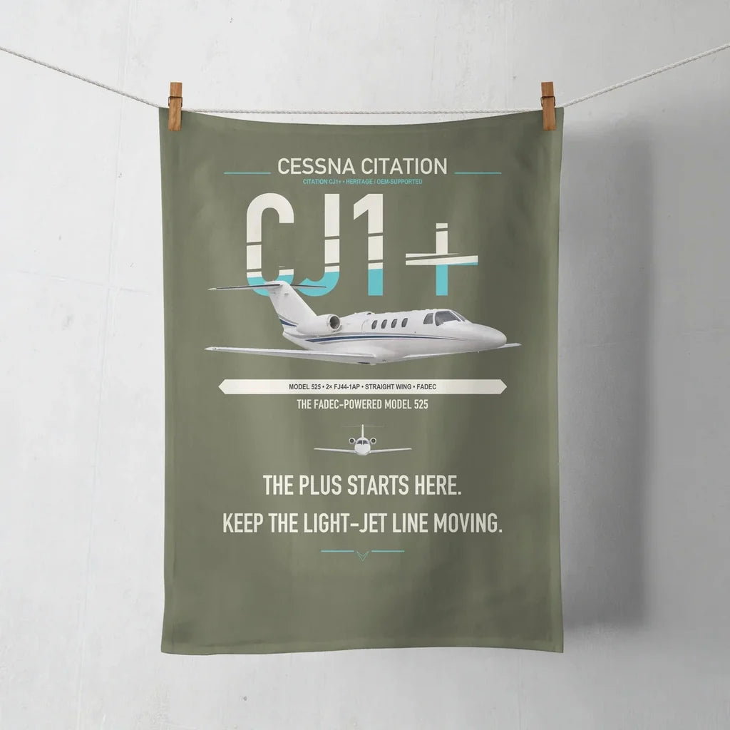 Cessna Citation CJ1+ design on green army towel