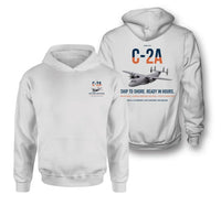 Thumbnail for C-2A Greyhound design on white double-side hoodie, double-side print