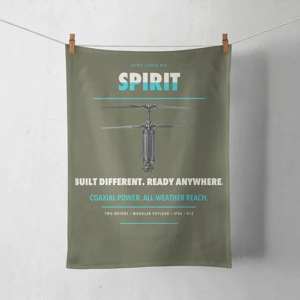 Ascent AeroSystems Spirit design on green army towel