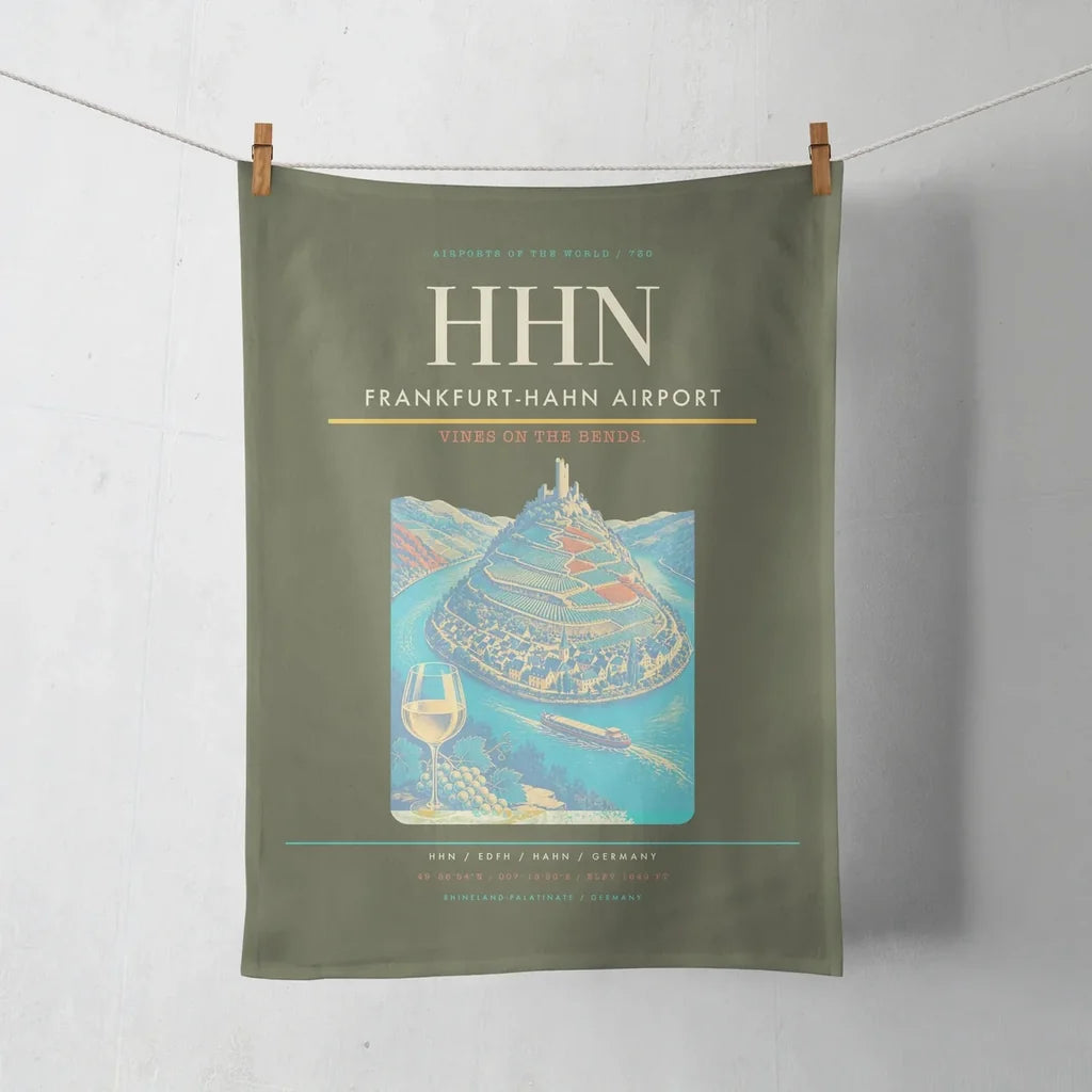 Frankfurt-Hahn Airport (HHN) design on green army towel