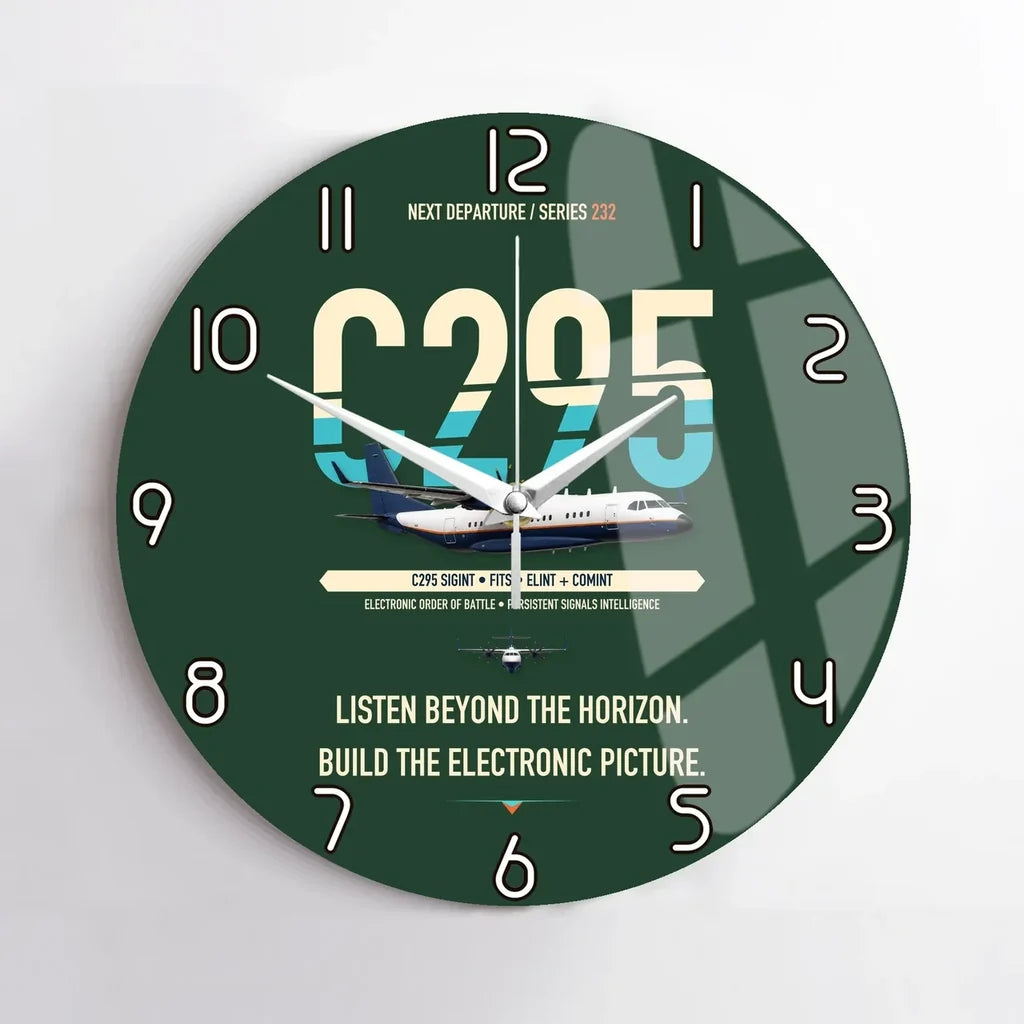 Airbus C295 SIGINT design on dark green no frame wall clock