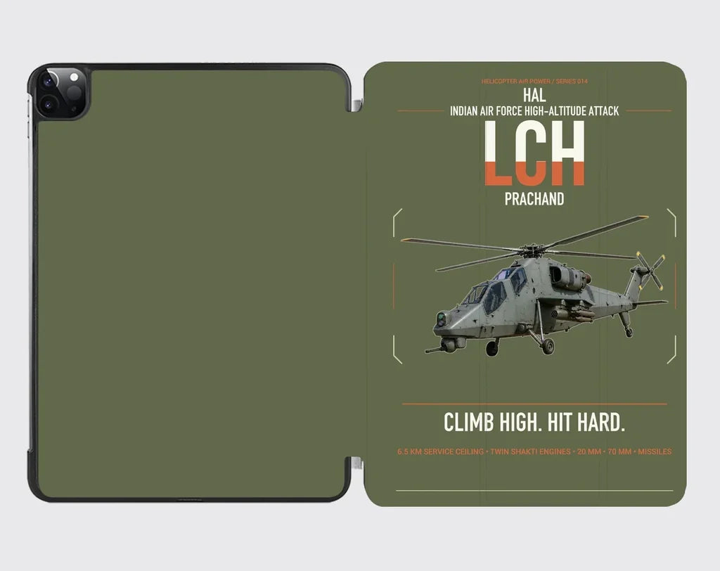 HAL LCH Prachand design on green army ipad tablet case