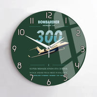 Thumbnail for Bombardier Challenger 300 design on dark green no frame wall clock