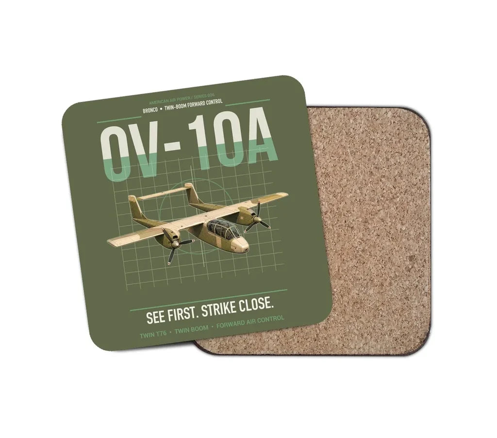 OV-10A Bronco design on green army 1 piece coaster