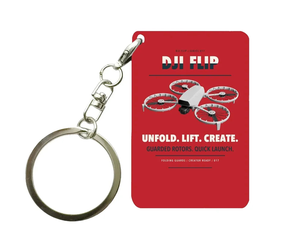 DJI Flip Key Chain design on red key chain