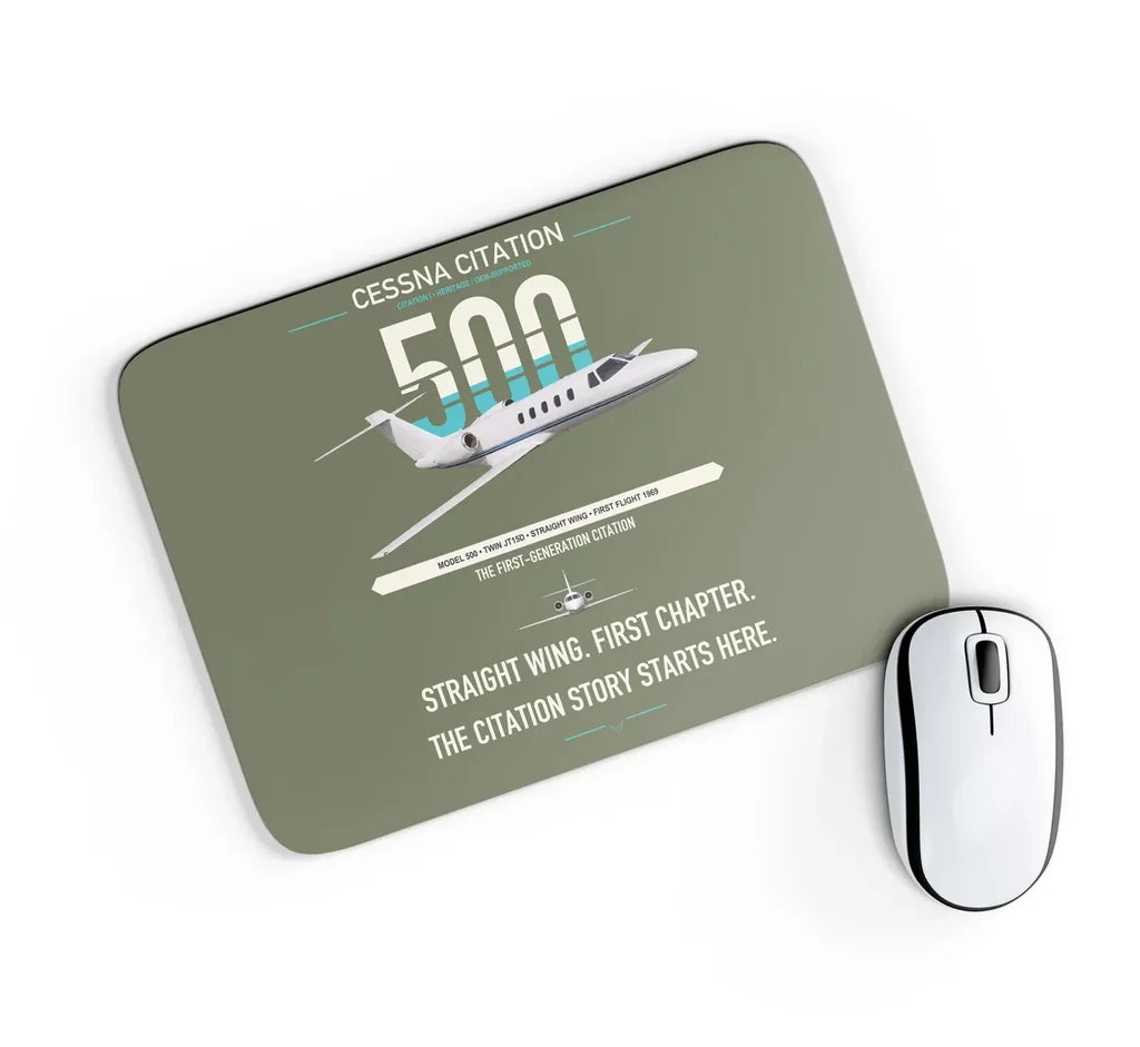 Cessna Citation 500 - Citation I design on green army rectangle mouse pad