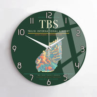 Thumbnail for Tbilisi International Airport (TBS) design on dark green no frame wall clock