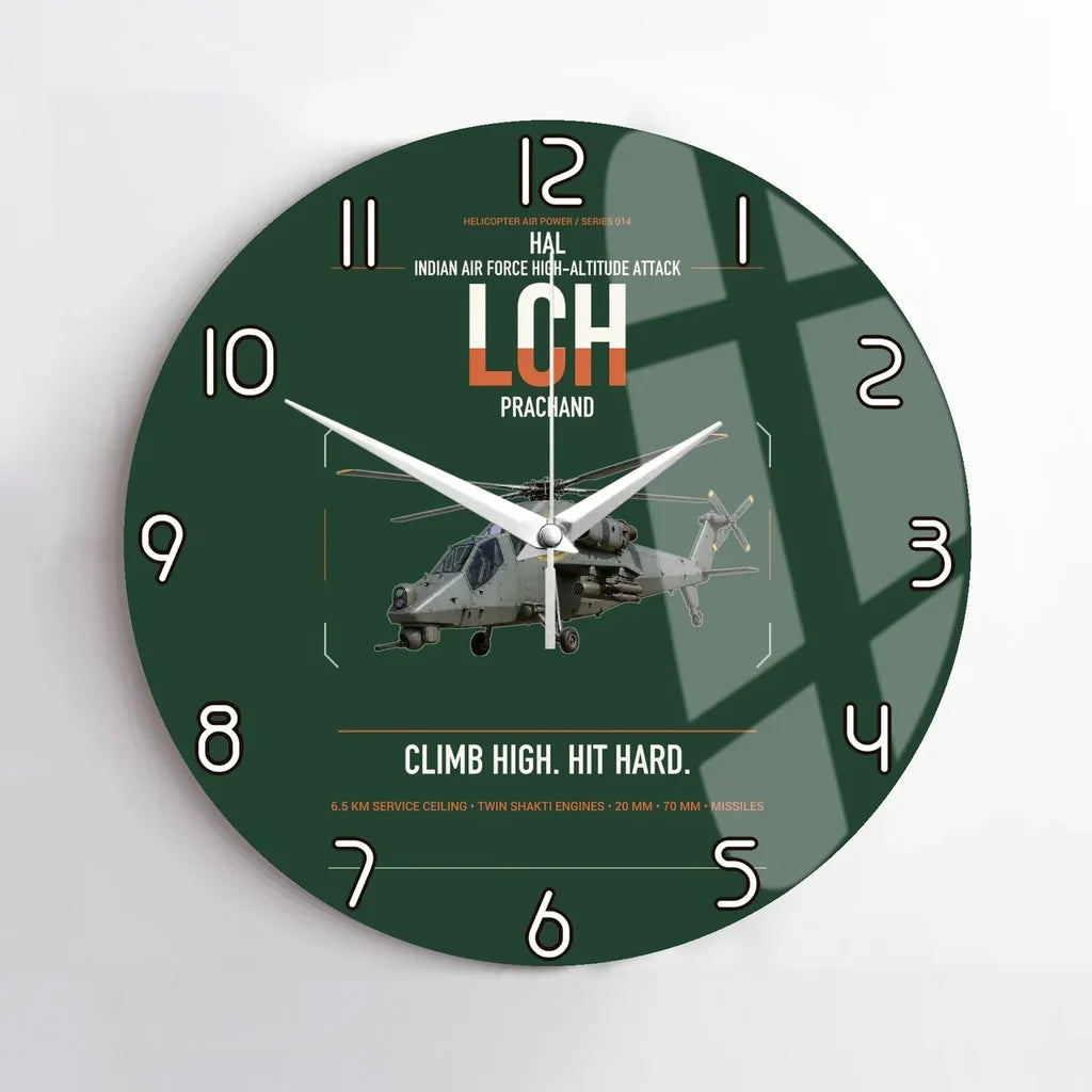 HAL LCH Prachand design on dark green no frame wall clock