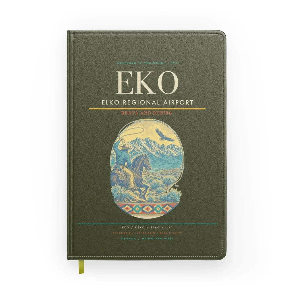 Elko Regional Airport (EKO) design on green army notebook