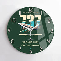 Thumbnail for Boeing 737-300 Classic design on dark green no frame wall clock
