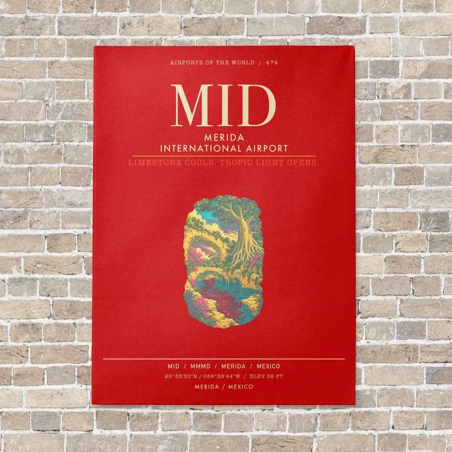 Merida International Airport MID - Canvas Framed - Red