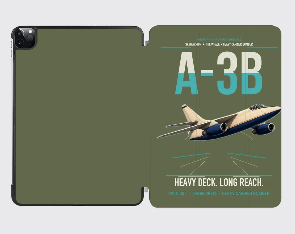 A-3B Skywarrior design on green army ipad tablet case