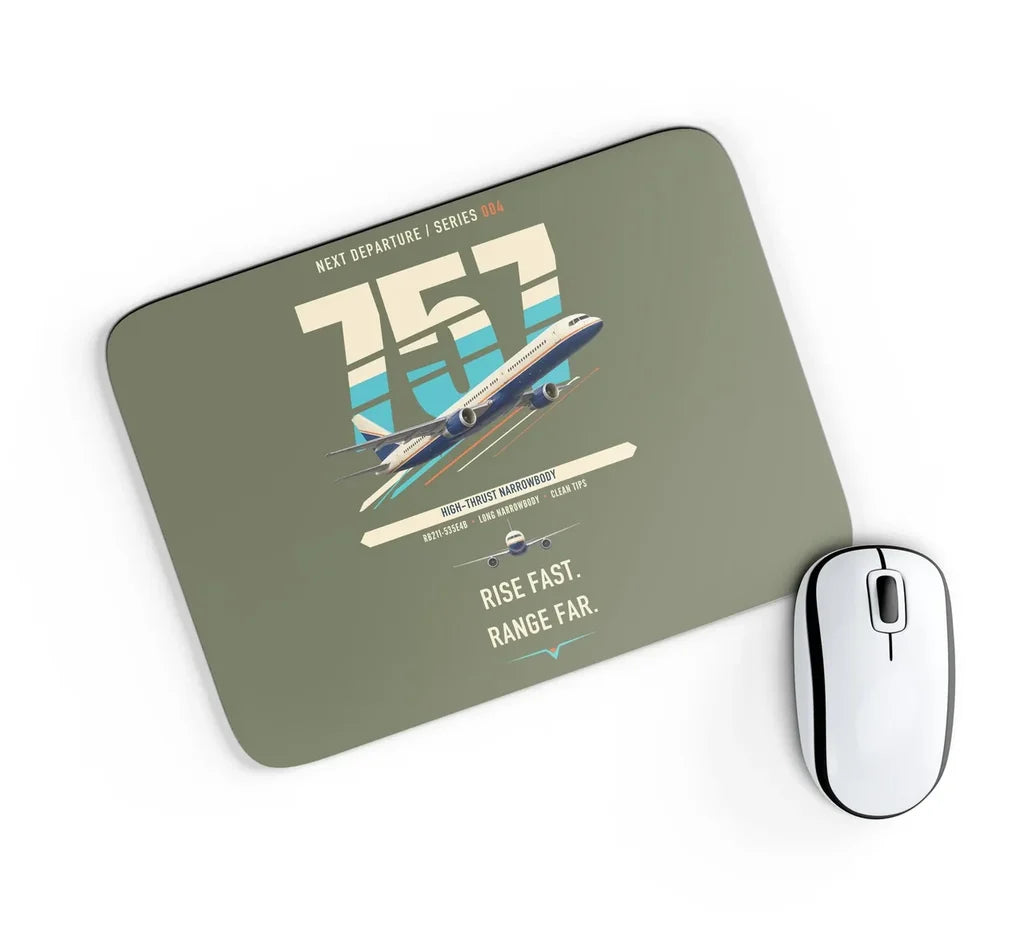 Boeing 757-200 design on green army rectangle mouse pad
