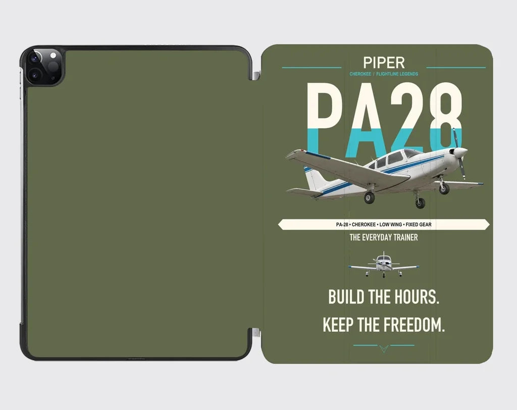 Piper PA-28 Cherokee design on green army ipad tablet case