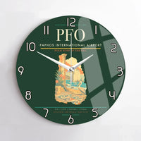 Thumbnail for Paphos International Airport (PFO) design on dark green no frame wall clock
