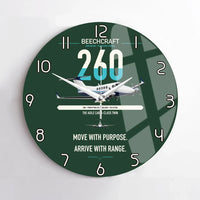 Thumbnail for Beechcraft King Air 260 design on dark green no frame wall clock