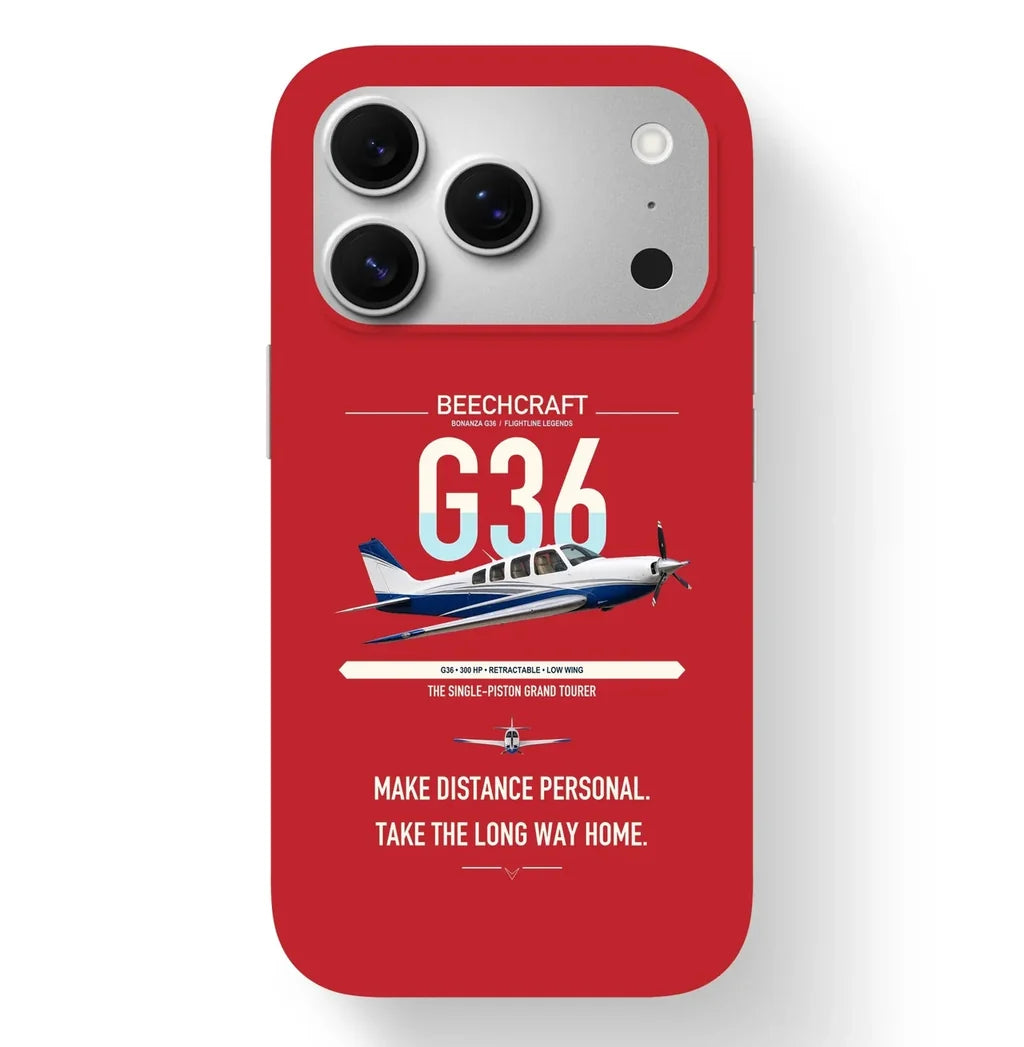Beechcraft Bonanza G36 design on red magsafe iphone case, for iPhone 17 Pro
