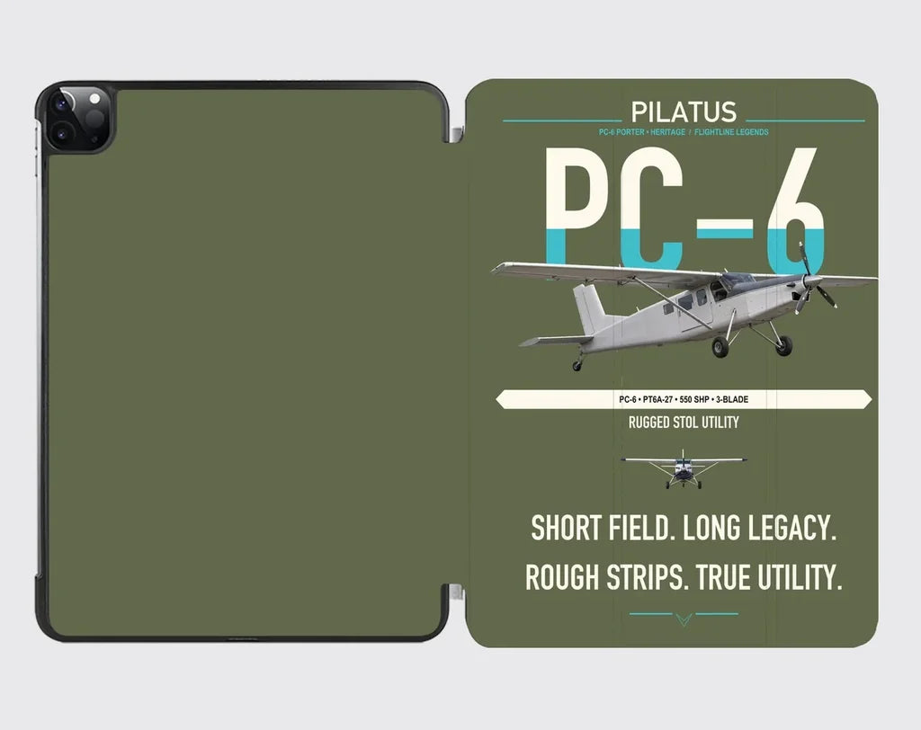 Pilatus PC-6 Porter design on green army ipad tablet case