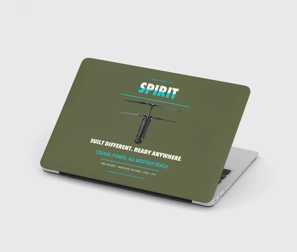 Ascent AeroSystems Spirit design on green army MacBook case