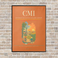 Thumbnail for University of Illinois Willard Airport CMI vertical canvas print - framed - orange background