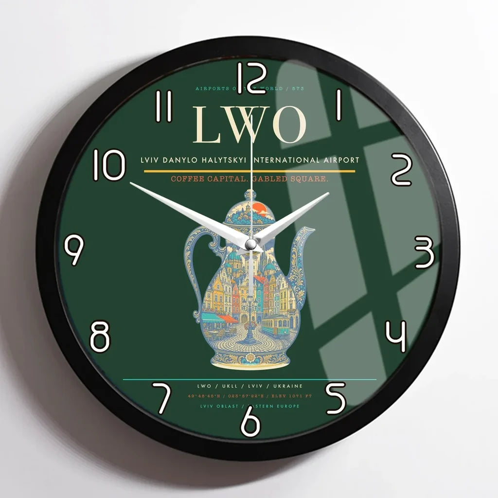 Lviv Danylo Halytskyi International Airport LWO Wall-Clock Framed - Dark Green