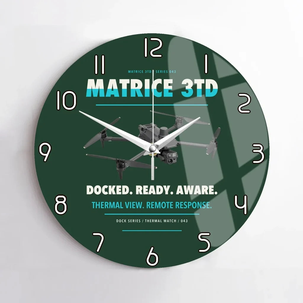 DJI Matrice 3TD design on dark green no frame wall clock