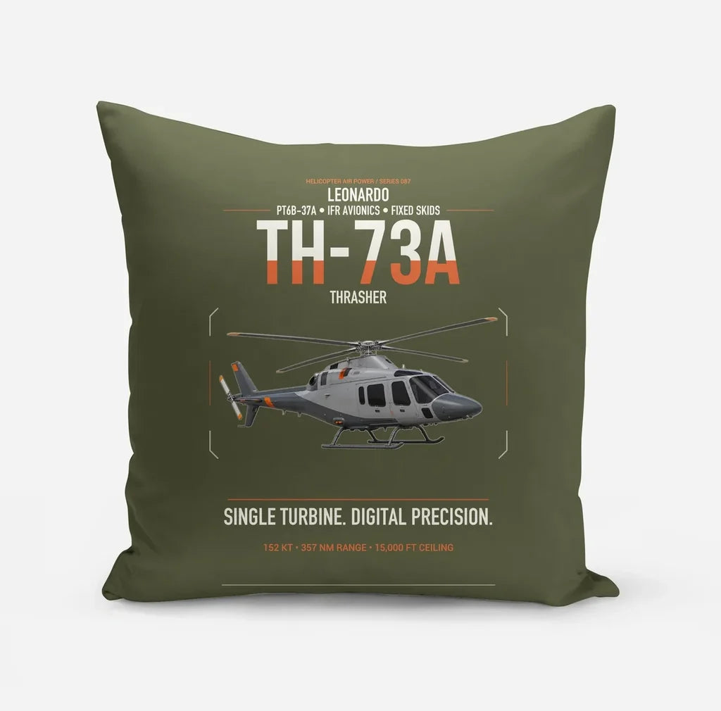 Leonardo TH-73A Thrasher design on green army pillow