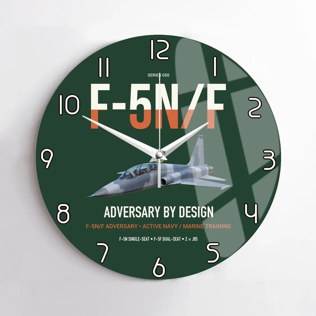 F-5N F Adversary design on dark green no frame wall clock