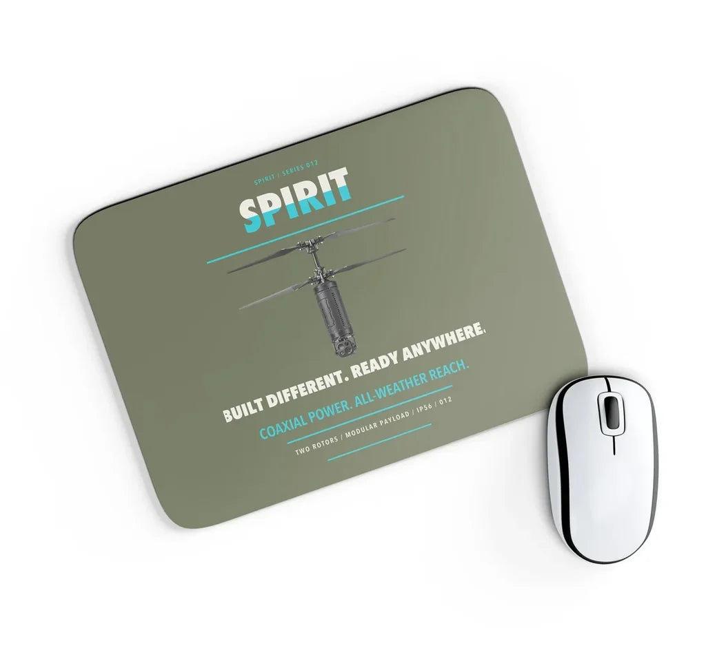 Ascent AeroSystems Spirit design on green army rectangle mouse pad