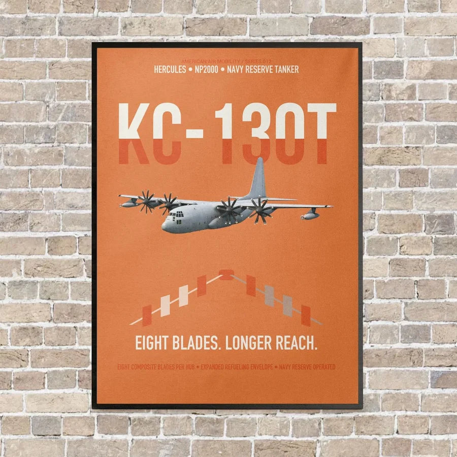 KC-130T NP2000 vertical canvas print - framed - orange background