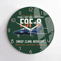 Thumbnail for F9F-8 Cougar Swept Wing Carrier Fighter design on dark green no frame wall clock