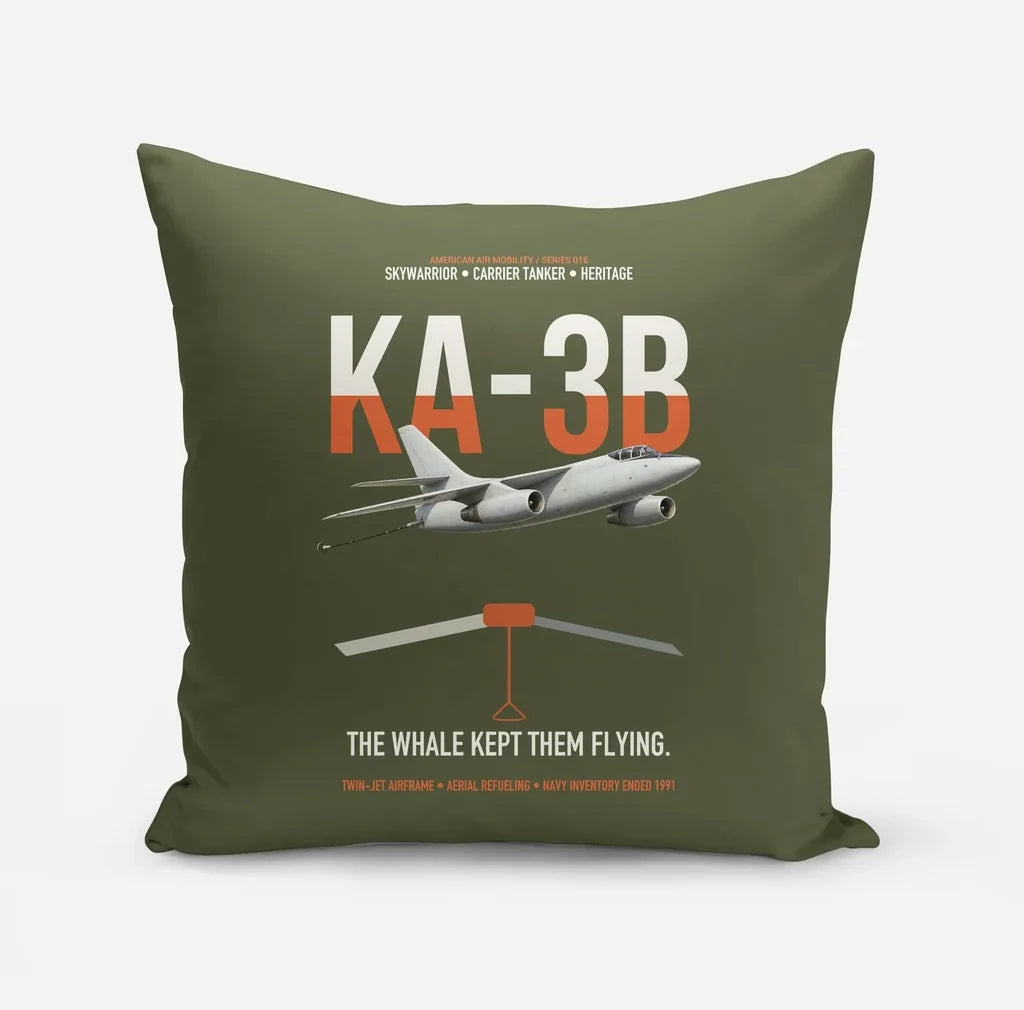 KA-3B Skywarrior design on green army pillow