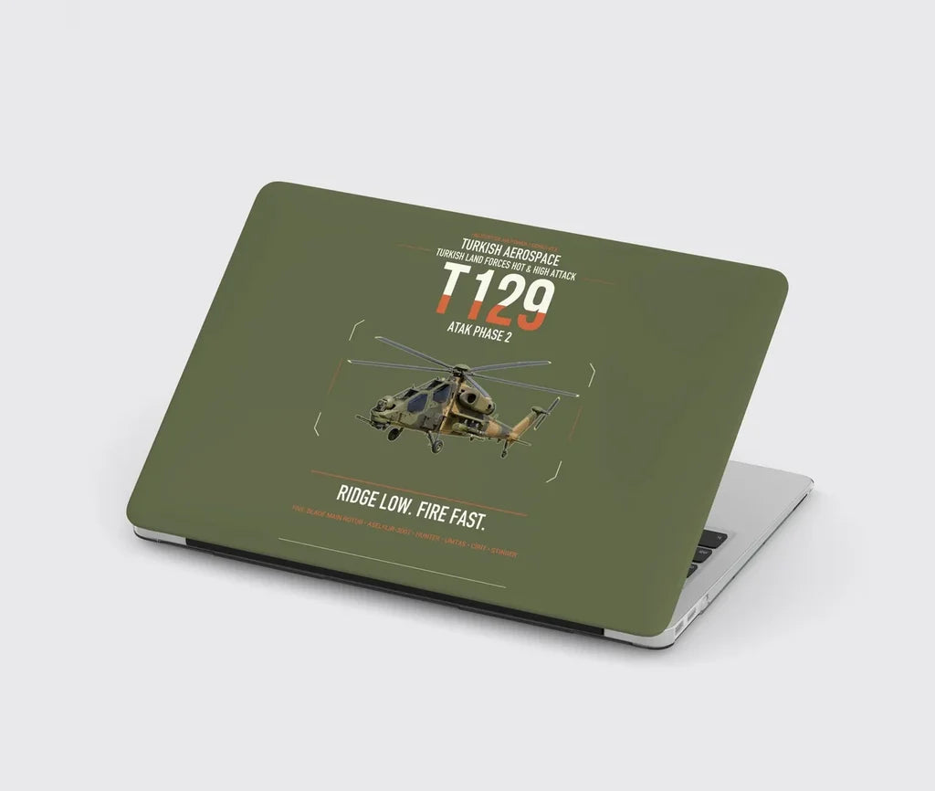 Turkish Aerospace T129 ATAK Phase 2 design on green army MacBook case