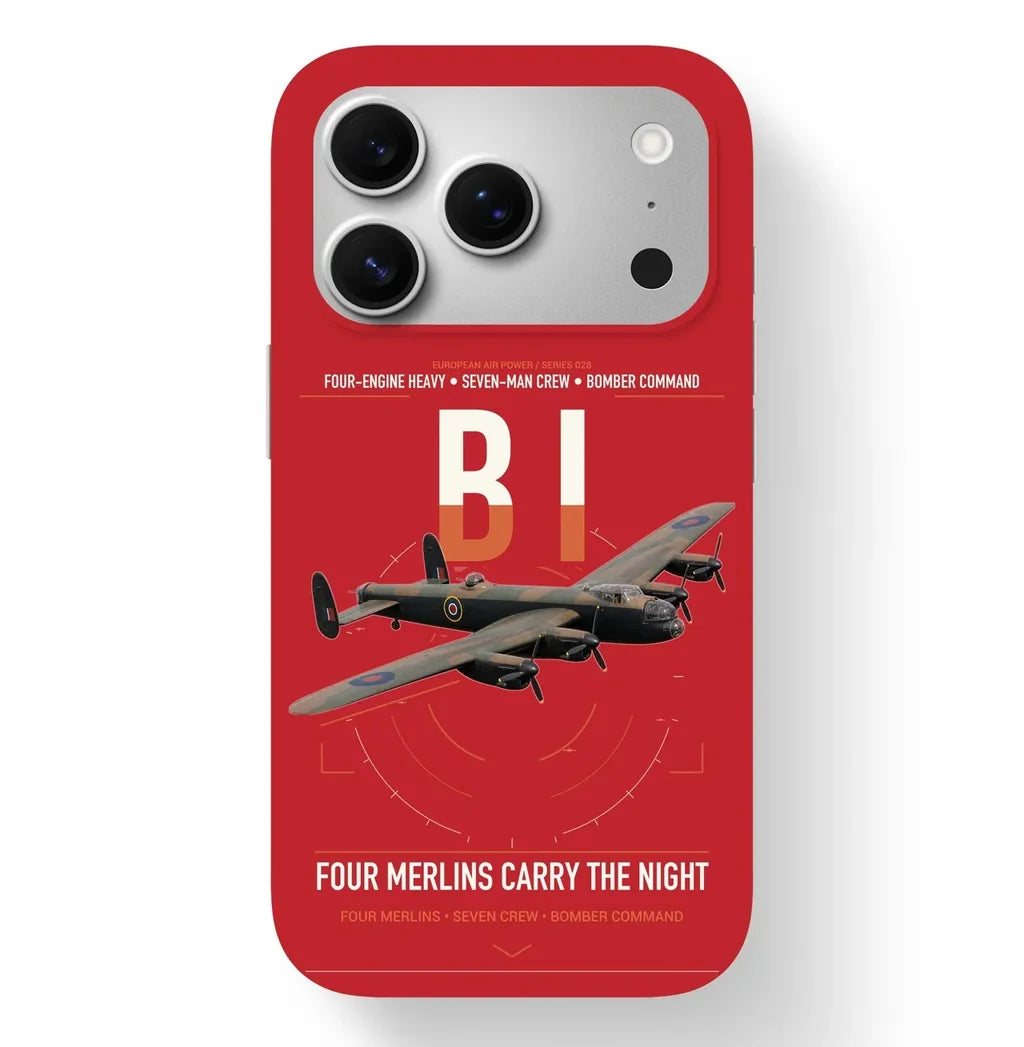 Avro Lancaster B I design on red magsafe iphone case, for iPhone 17 Pro
