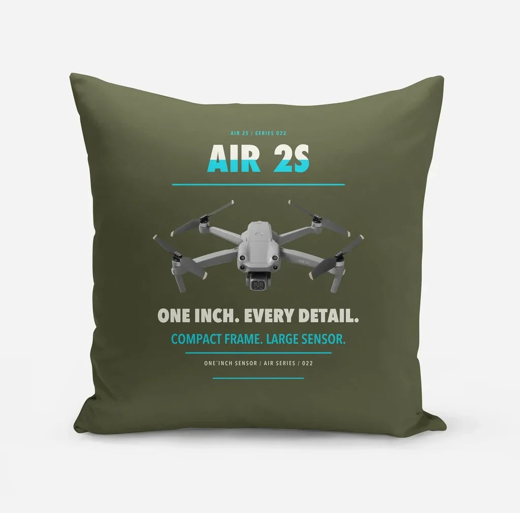 DJI Air 2S design on green army pillow