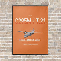Thumbnail for Airbus C295M T.21 vertical canvas print - framed - orange background
