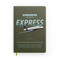 Thumbnail for Bombardier Global Express design on green army notebook