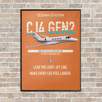 Thumbnail for Cessna Citation CJ4 Gen2 vertical canvas print - framed - orange background