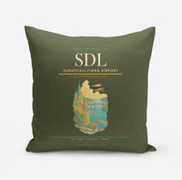 Thumbnail for Sundsvall-Timrå Airport (SDL) design on green army pillow